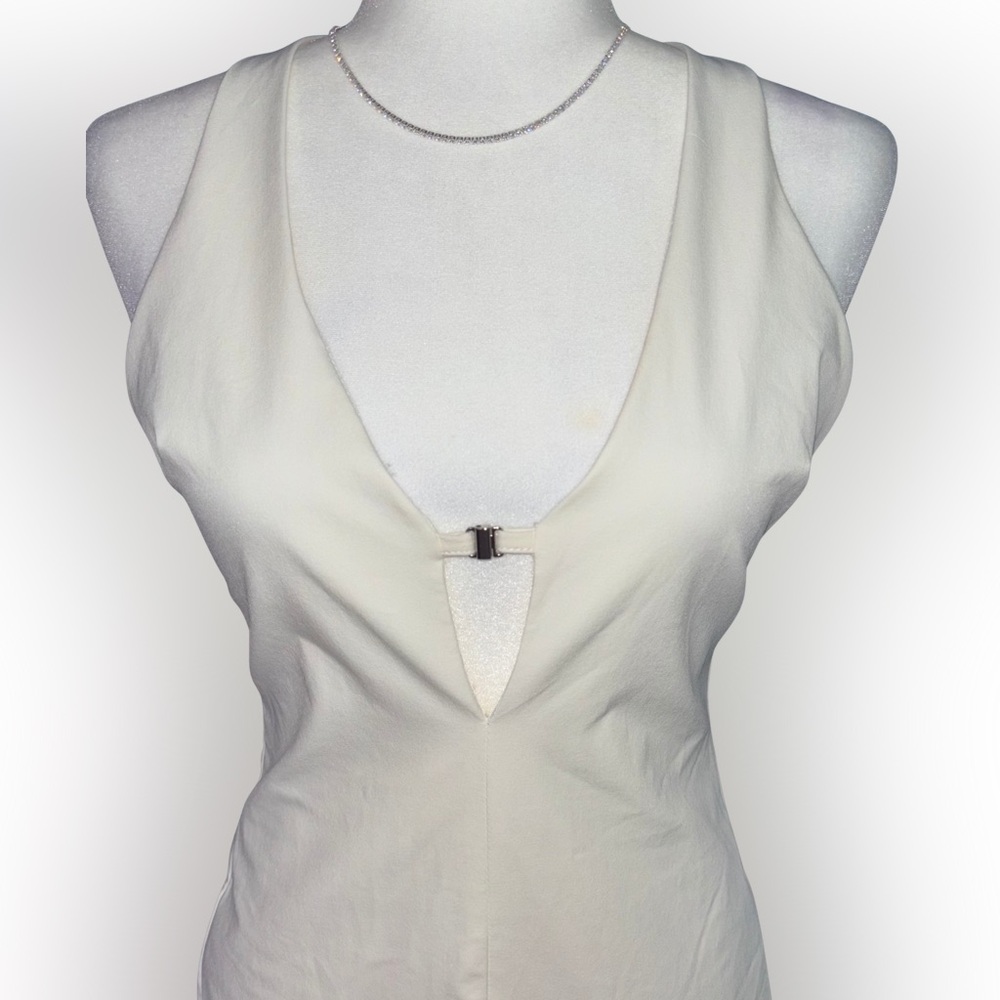 Zara Cream Keyhole Cutout Front Midi Dress NWT Size S Classic Chic Style